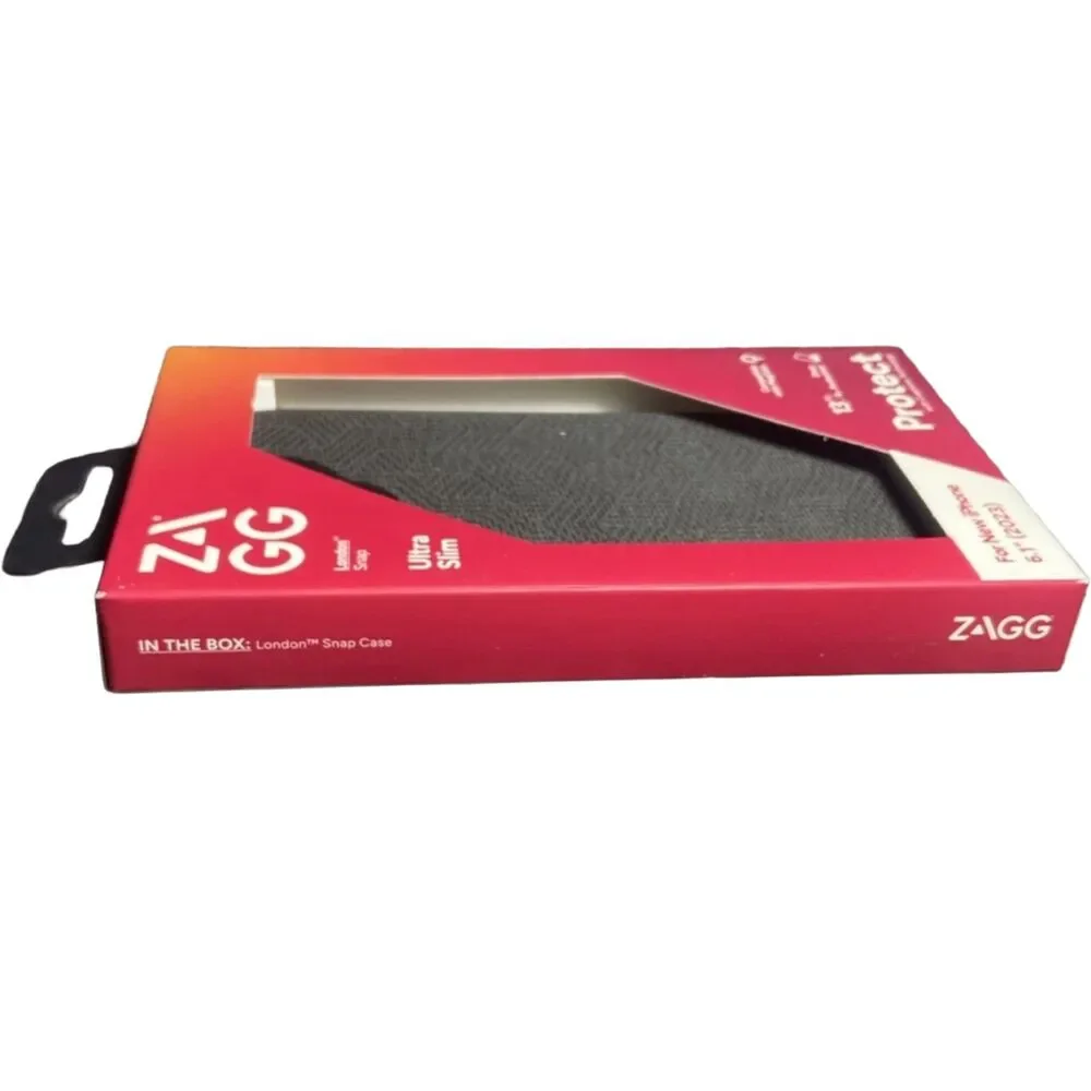 ZAGG iPhone 15 MagSafe Case London Snap Fabric 13ft Drop Protection Sleek